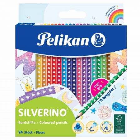 Creioane colorate PELIKAN Silverino, 24 culori/set